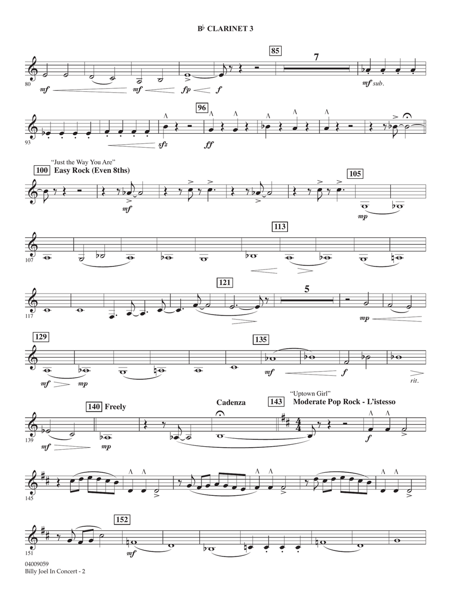 Billy Joel in Concert (arr. Paul Murtha) - Bb Clarinet 3 Concert Band scores gallery preview page 2