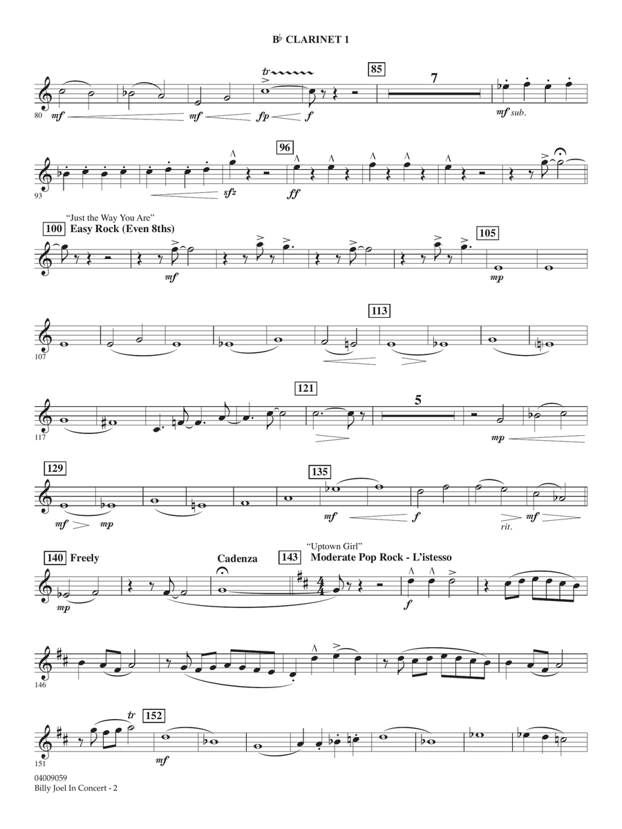 Billy Joel in Concert (arr. Paul Murtha) - Bb Clarinet 1 Concert Band scores gallery preview page 2
