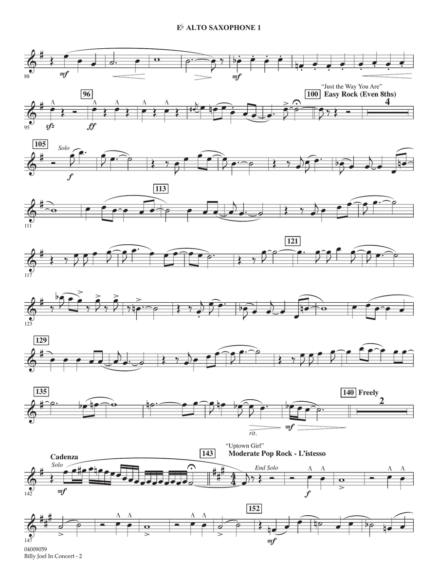 Billy Joel in Concert (arr. Paul Murtha) - Eb Alto Saxophone 1 Concert Band scores gallery preview page 2