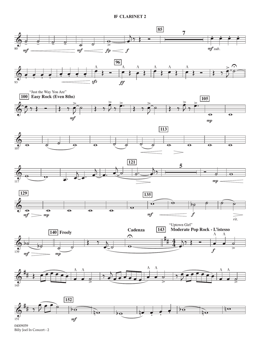 Billy Joel in Concert (arr. Paul Murtha) - Bb Clarinet 2 Concert Band scores gallery preview page 2