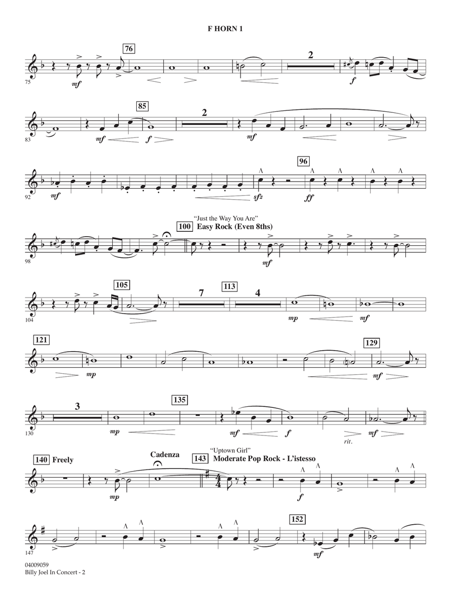 Billy Joel in Concert (arr. Paul Murtha) - F Horn 1 Concert Band scores gallery preview page 2