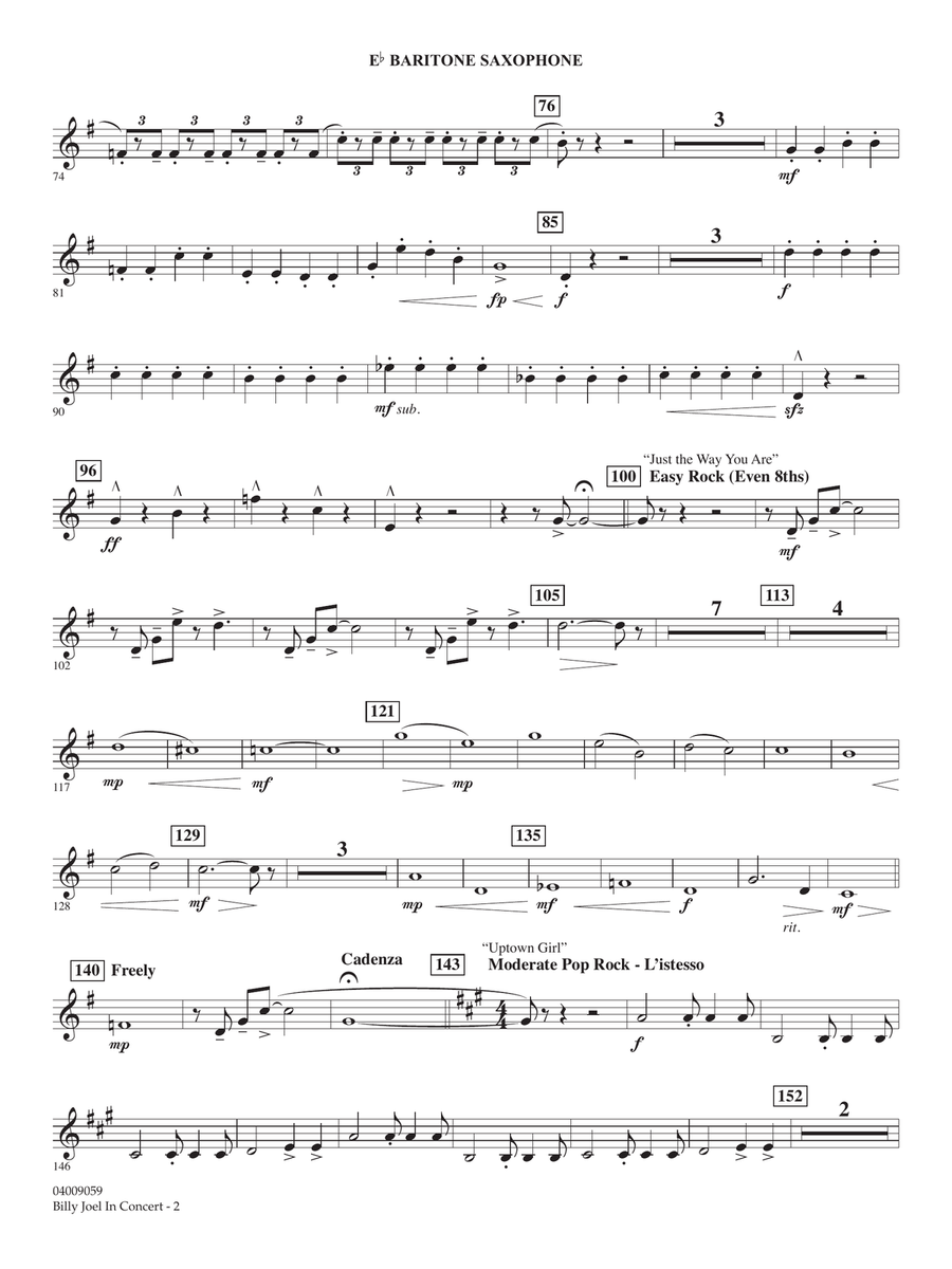 Billy Joel in Concert (arr. Paul Murtha) - Eb Baritone Saxophone Concert Band scores gallery preview page 2