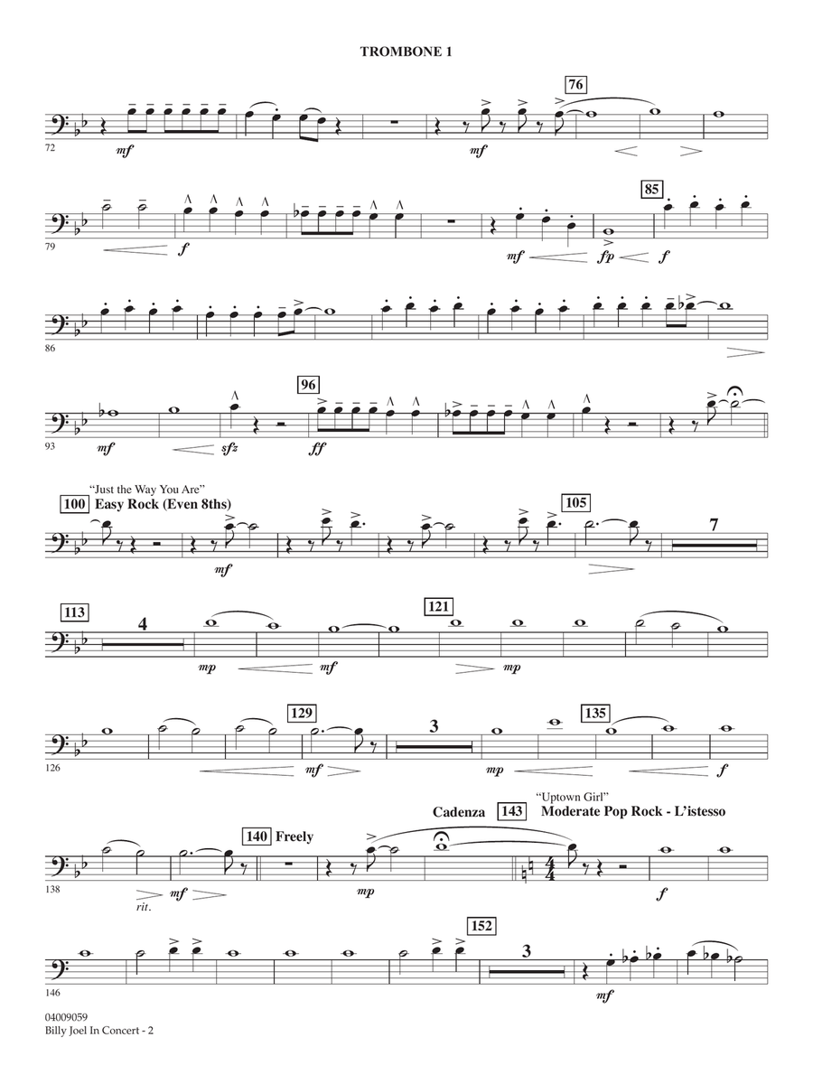 Billy Joel in Concert (arr. Paul Murtha) - Trombone 1 Concert Band scores gallery preview page 2