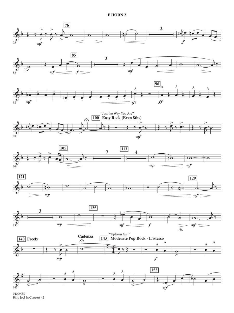 Billy Joel in Concert (arr. Paul Murtha) - F Horn 2 Concert Band scores gallery preview page 2