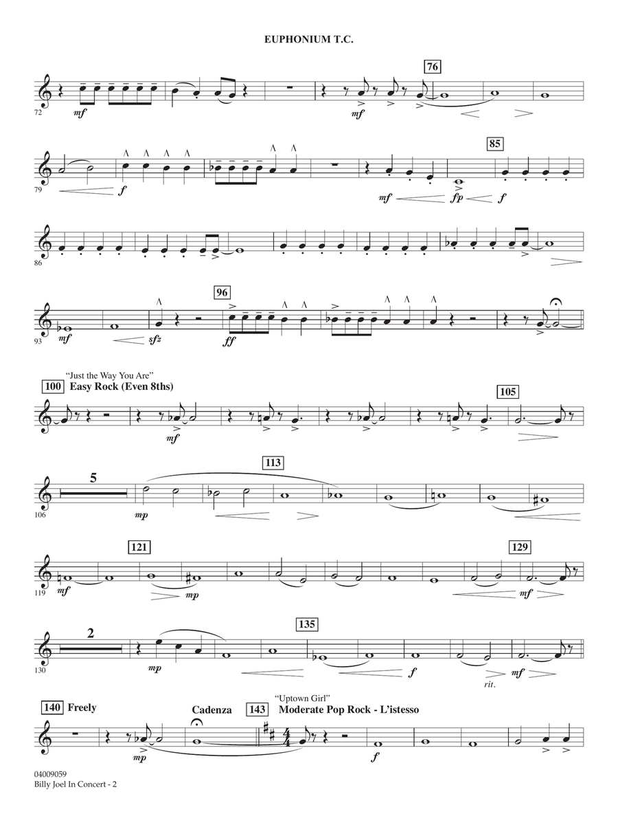 Billy Joel in Concert (arr. Paul Murtha) - Baritone T.C. Concert Band scores gallery preview page 2