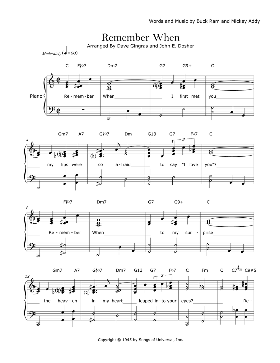 Remember When Remember When Piano, Vocal scores gallery preview page 1