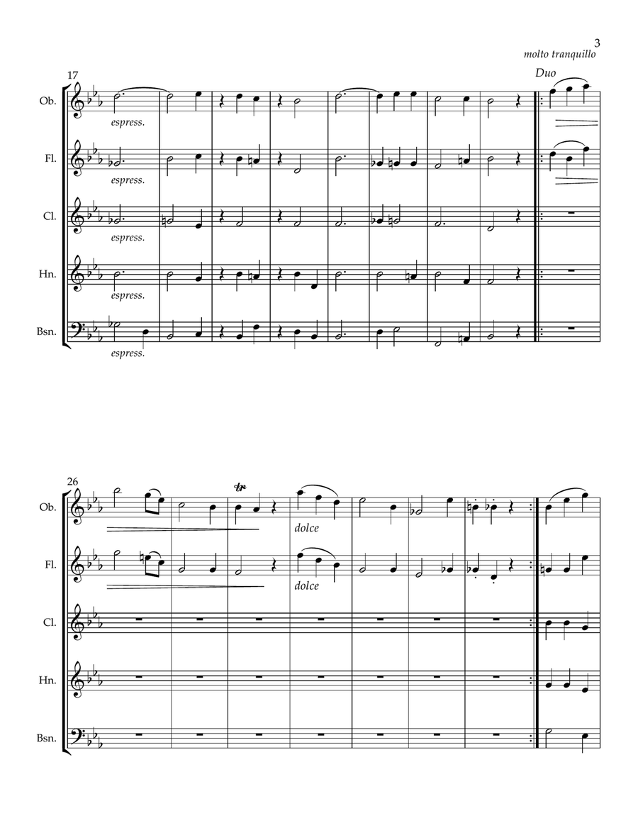 O Isis und Osiris (The Magic Flute.) Woodwind Quintet scores gallery preview page 3