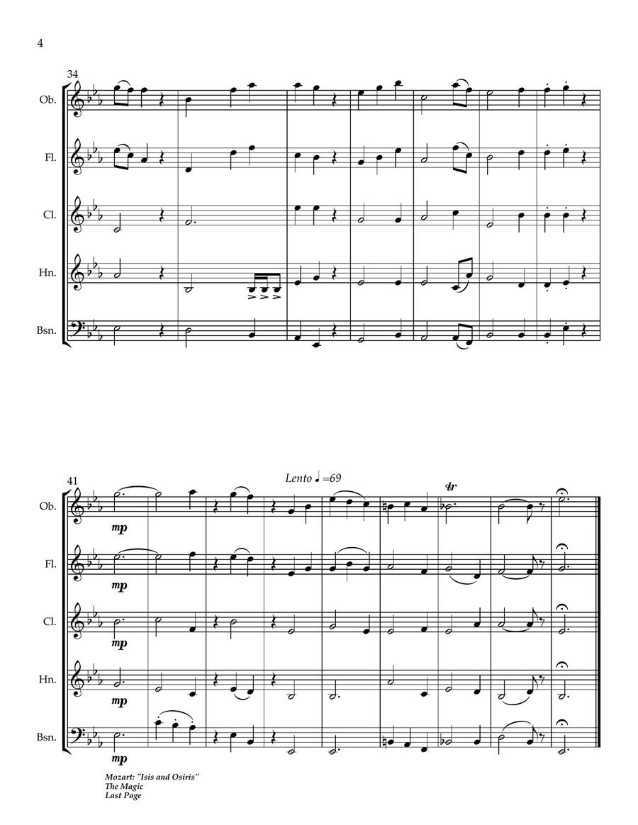 O Isis und Osiris (The Magic Flute.) Woodwind Quintet scores gallery preview page 4