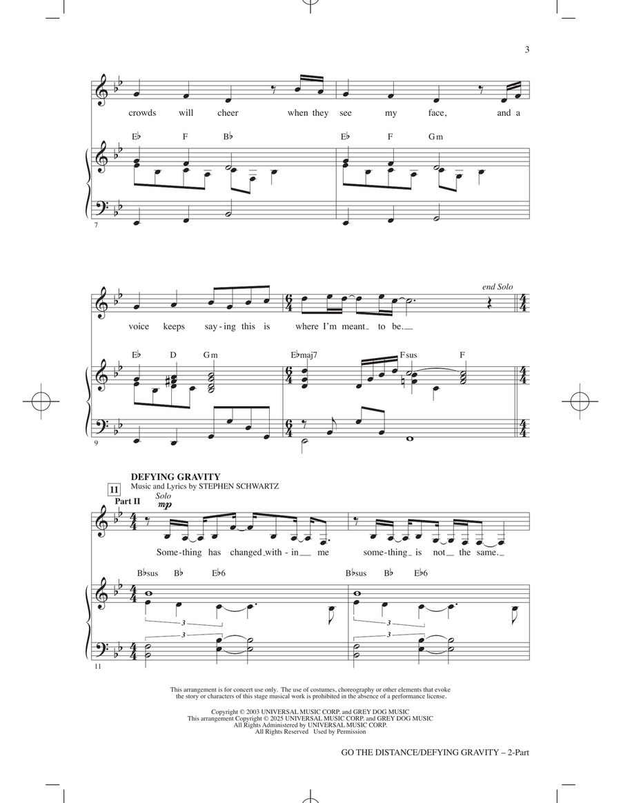 Go The Distance / Defying Gravity (arr. Roger Emerson) 2-Part scores gallery preview page 2