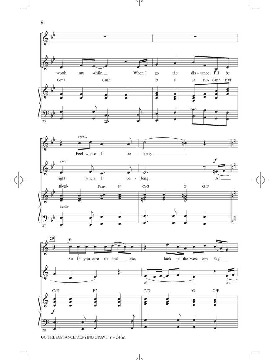 Go The Distance / Defying Gravity (arr. Roger Emerson) 2-Part scores gallery preview page 5