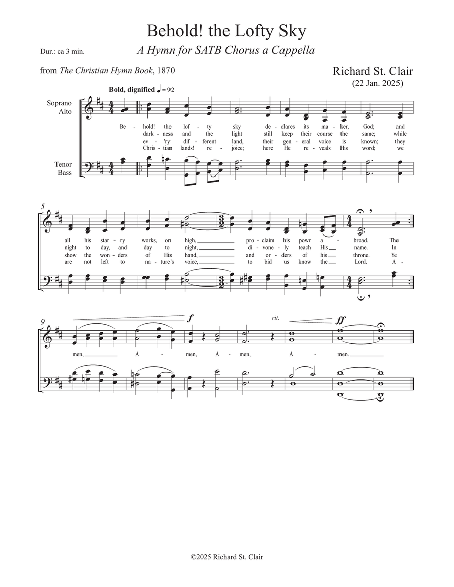 Behold! The Lofty Sky - for Chorus a Cappella 4-Part scores gallery preview page 1