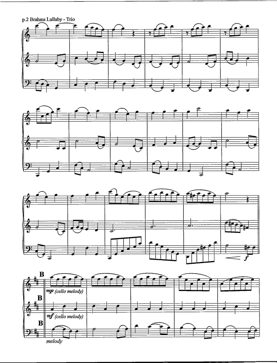 Cradle Song (Brahms' Lullaby) String Trio scores gallery preview page 3