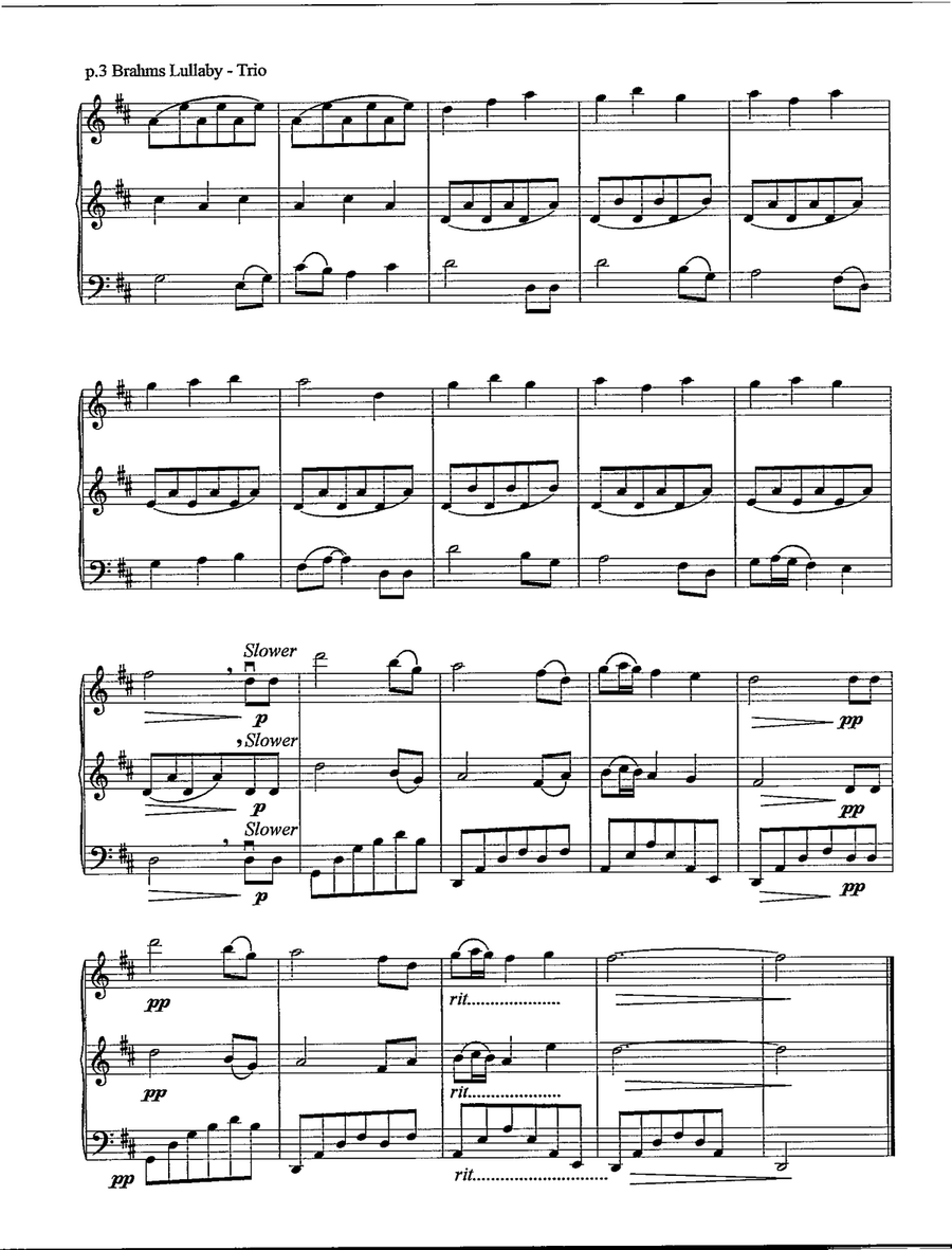 Cradle Song (Brahms' Lullaby) String Trio scores gallery preview page 4