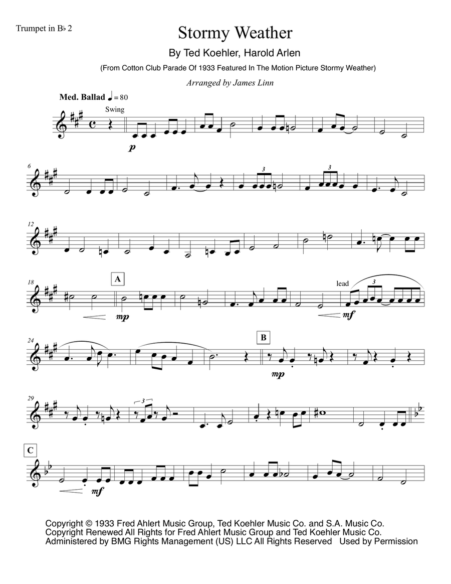 Stormy Weather (Keeps Rainin' All The Time) Brass Ensemble scores gallery preview page 3