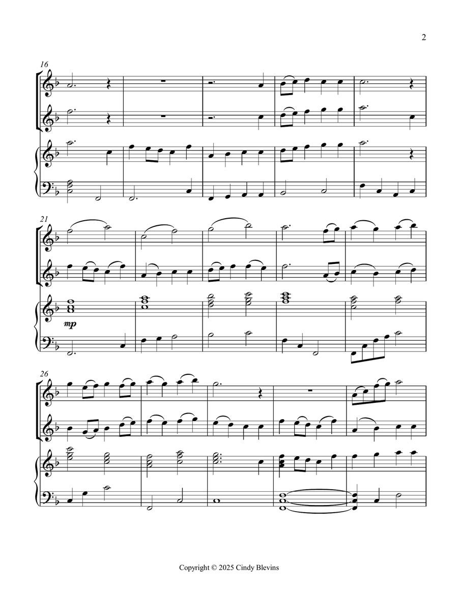I Sing the Mighty Power of God, for Two Recorders and Piano Woodwind Duet scores gallery preview page 3