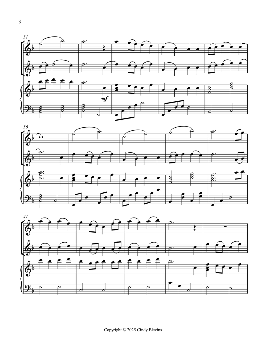 I Sing the Mighty Power of God, for Two Recorders and Piano Woodwind Duet scores gallery preview page 4