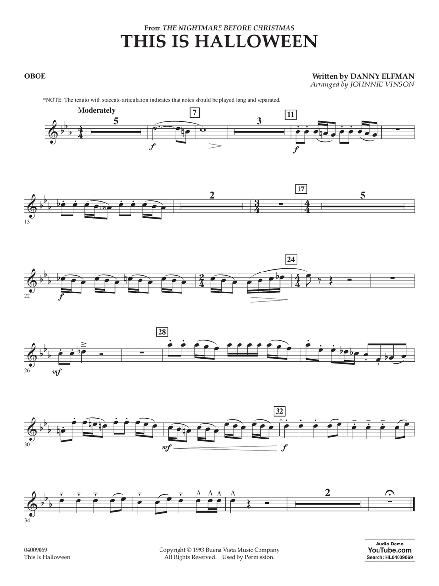 This Is Halloween (arr. Johnnie Vinson) - Oboe Concert Band scores gallery preview page 1