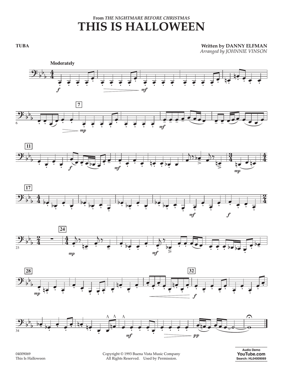 This Is Halloween (arr. Johnnie Vinson) - Tuba Concert Band scores gallery preview page 1
