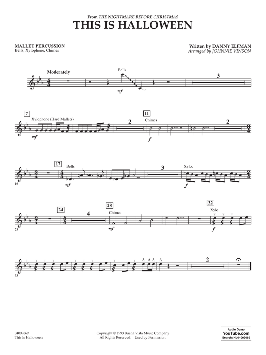 This Is Halloween (arr. Johnnie Vinson) - Mallet Percussion Concert Band scores gallery preview page 1