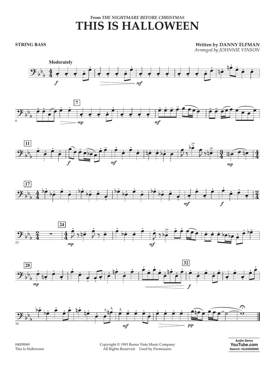 This Is Halloween (arr. Johnnie Vinson) - String Bass Concert Band scores gallery preview page 1
