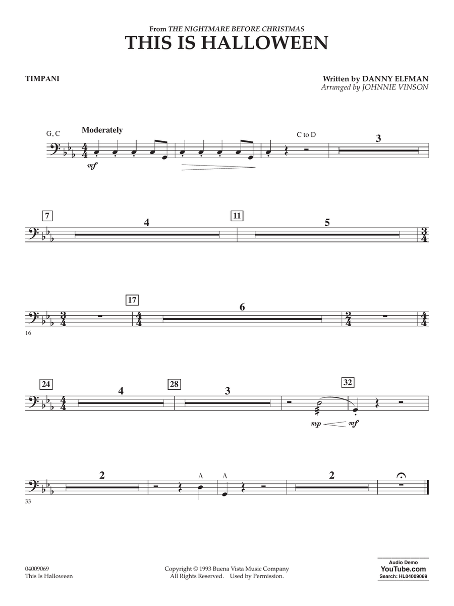 This Is Halloween (arr. Johnnie Vinson) - Timpani Concert Band scores gallery preview page 1