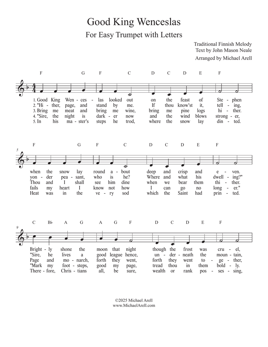 Good King Wenceslas for Trumpet C Trumpet scores gallery preview page 1