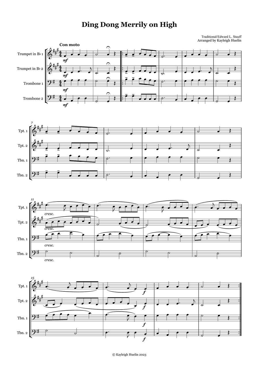 Christmas Carol Selection vol. 1 for brass quartet Brass Quartet scores gallery preview page 2