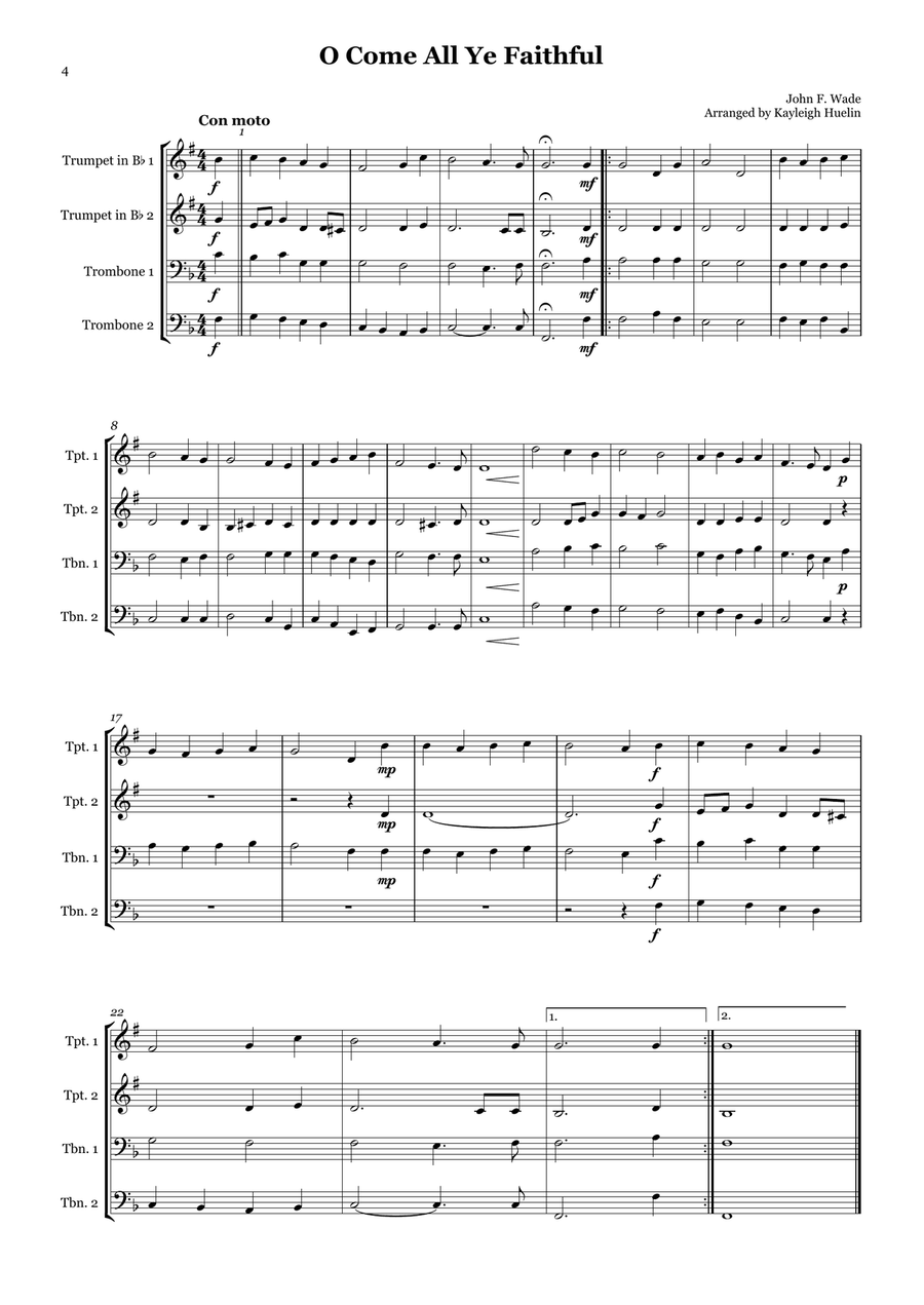 Christmas Carol Selection vol. 1 for brass quartet Brass Quartet scores gallery preview page 4