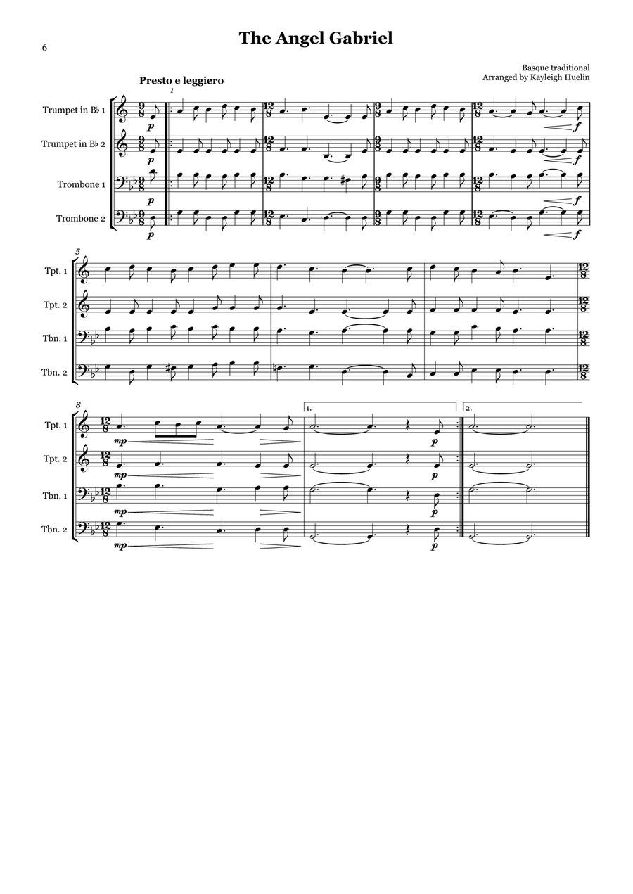 Christmas Carol Selection vol. 1 for brass quartet Brass Quartet scores gallery preview page 6