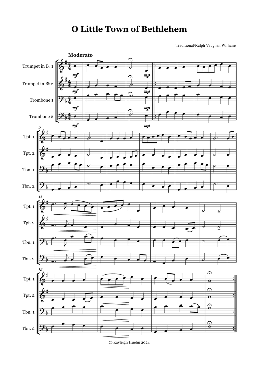 Christmas Carol Selection vol. 2 for brass quartet Brass Quartet scores gallery preview page 2