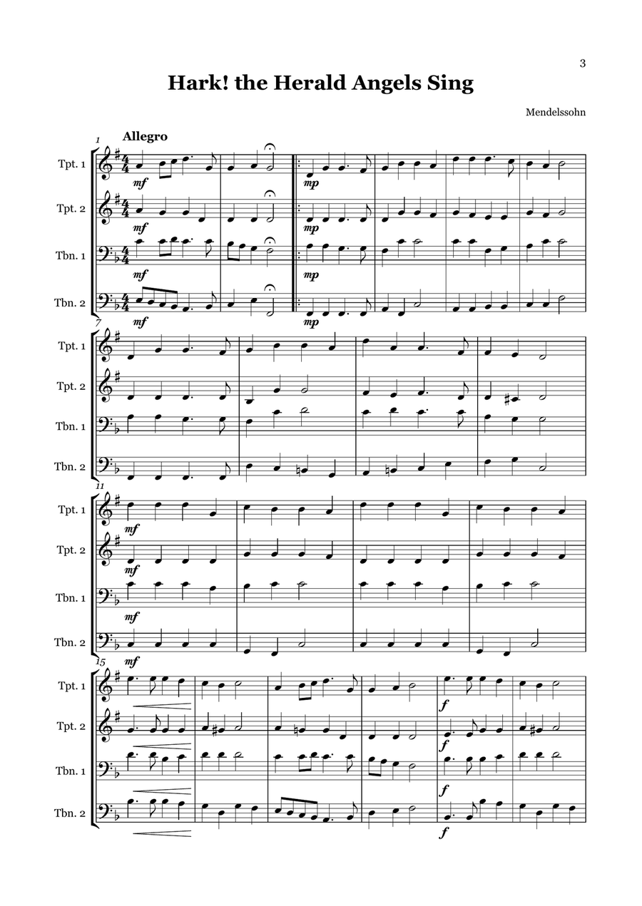 Christmas Carol Selection vol. 2 for brass quartet Brass Quartet scores gallery preview page 3