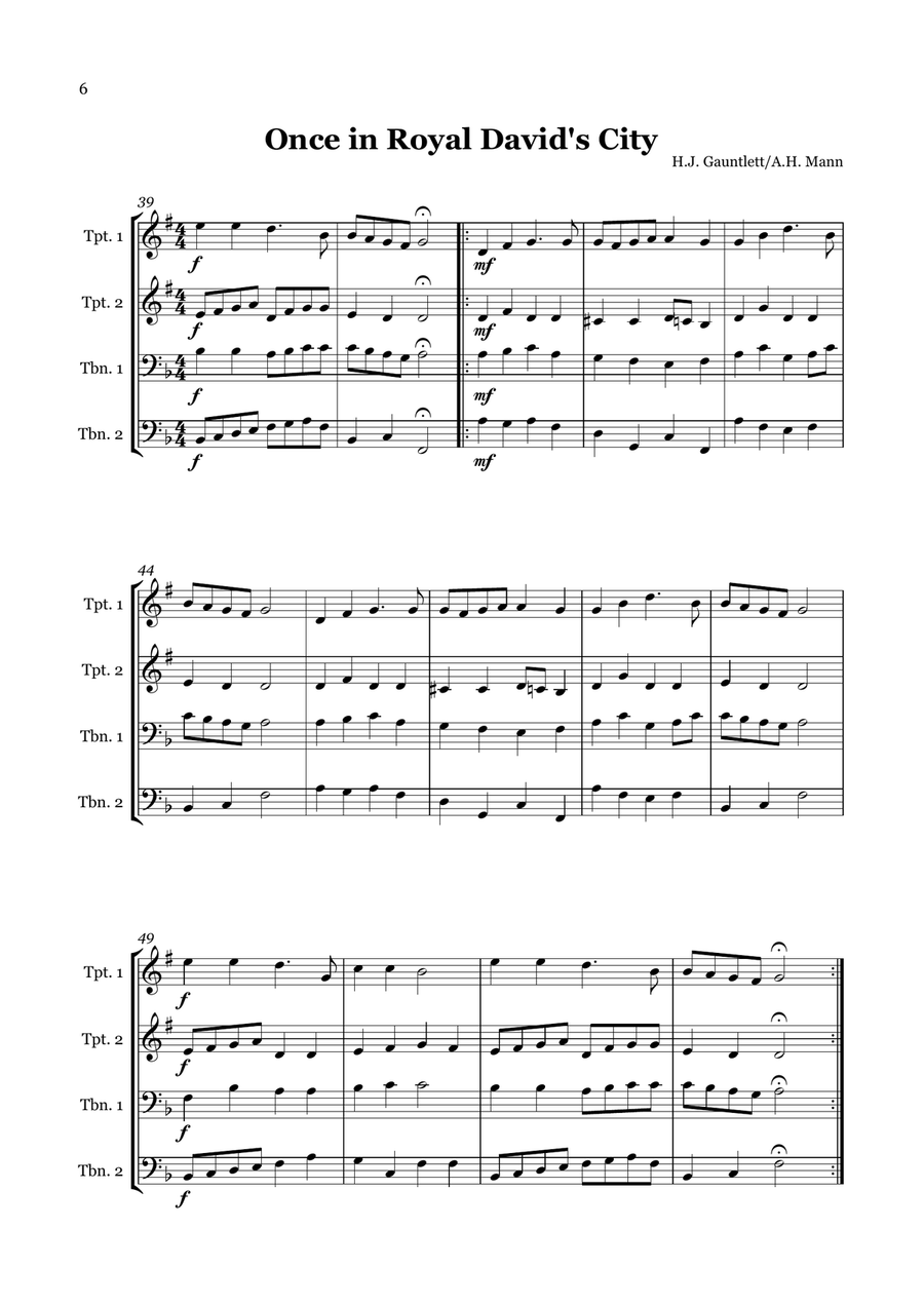 Christmas Carol Selection vol. 2 for brass quartet Brass Quartet scores gallery preview page 6