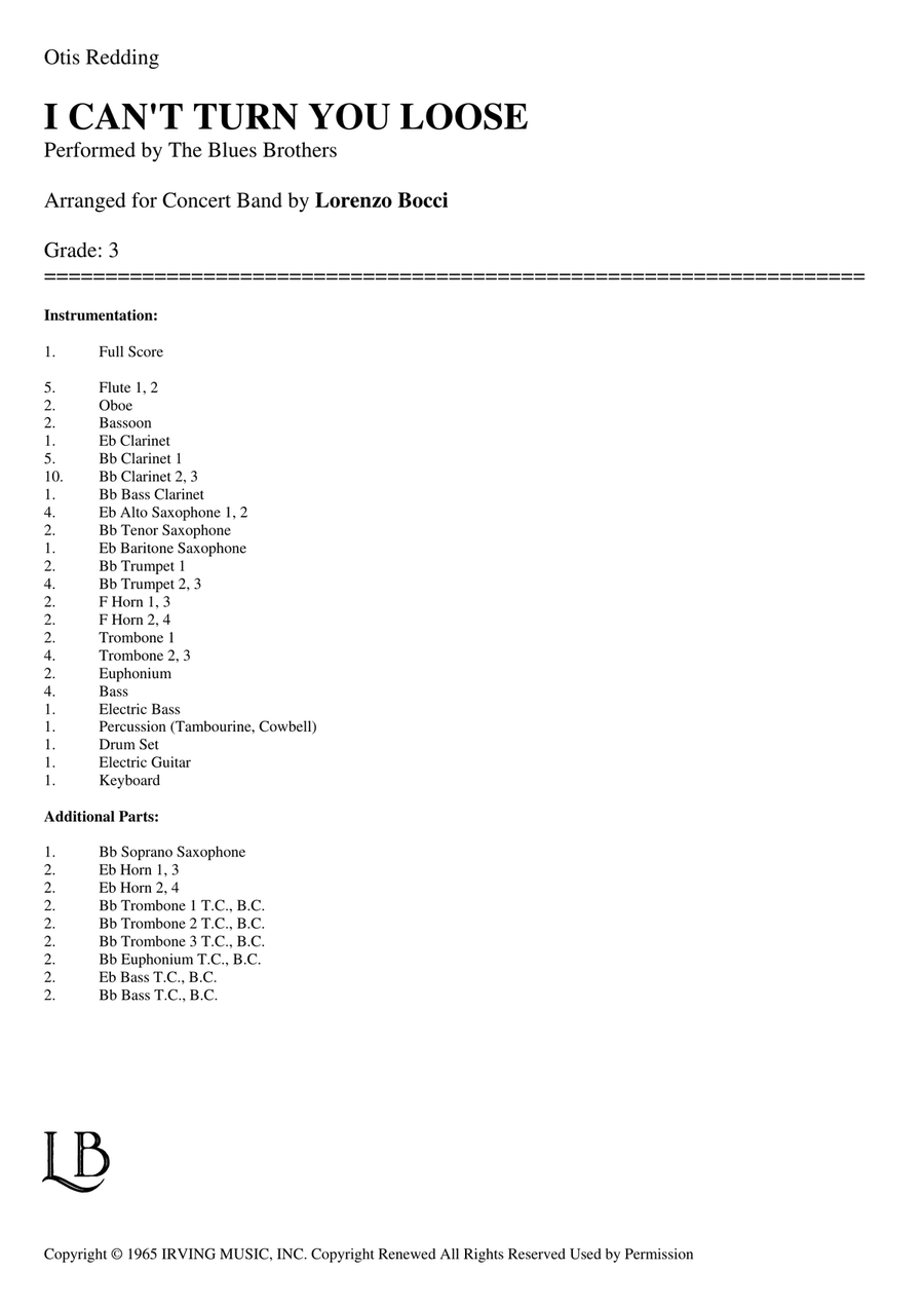 I Can't Turn You Loose Concert Band scores gallery preview page 2