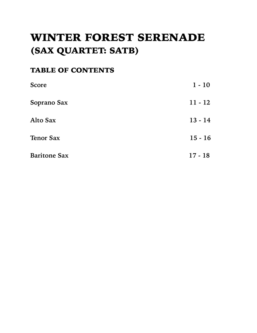 Winter Forest Serenade (Sax Quartet: SATB) Saxophone Quartet scores gallery preview page 4