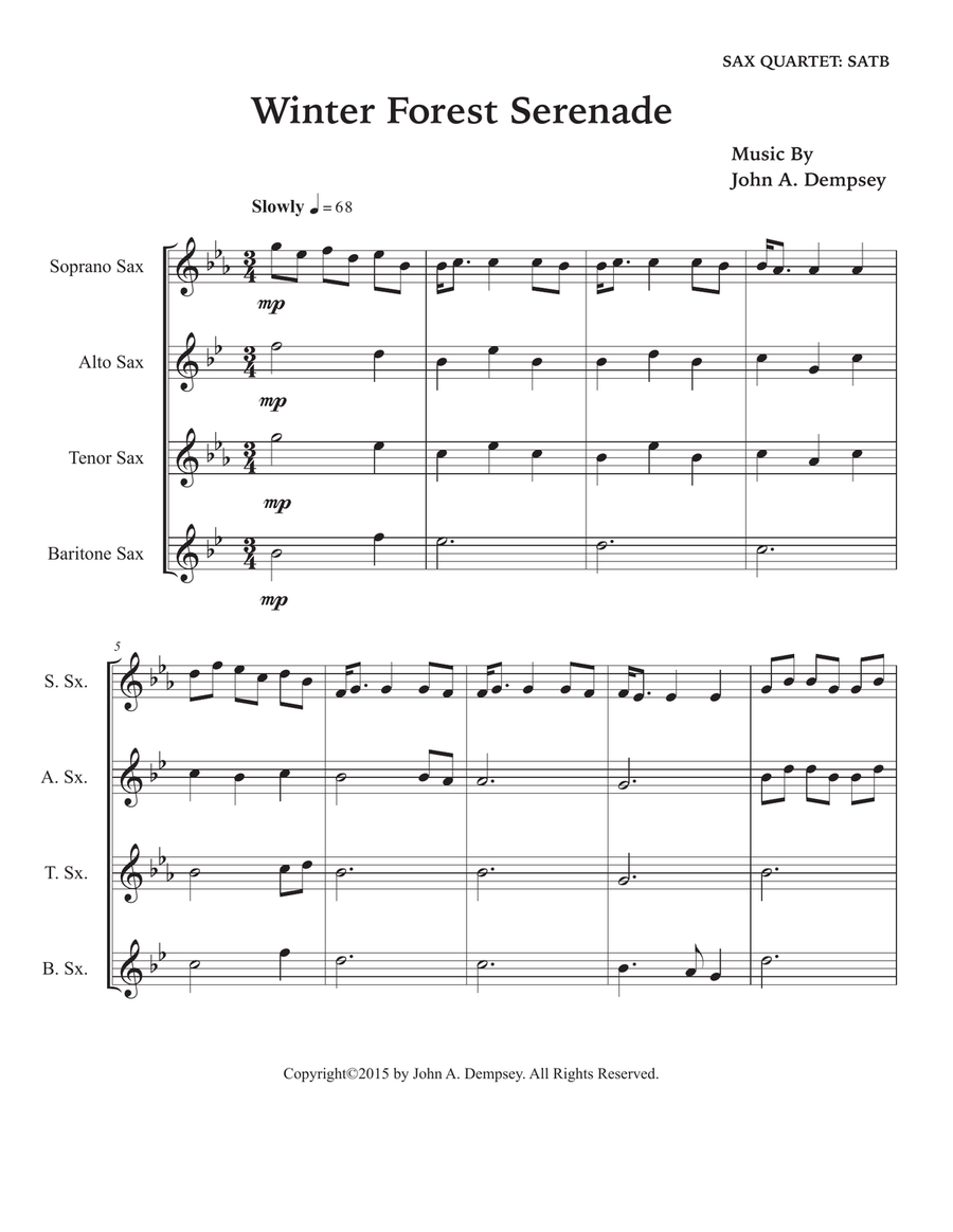 Winter Forest Serenade (Sax Quartet: SATB) Saxophone Quartet scores gallery preview page 5
