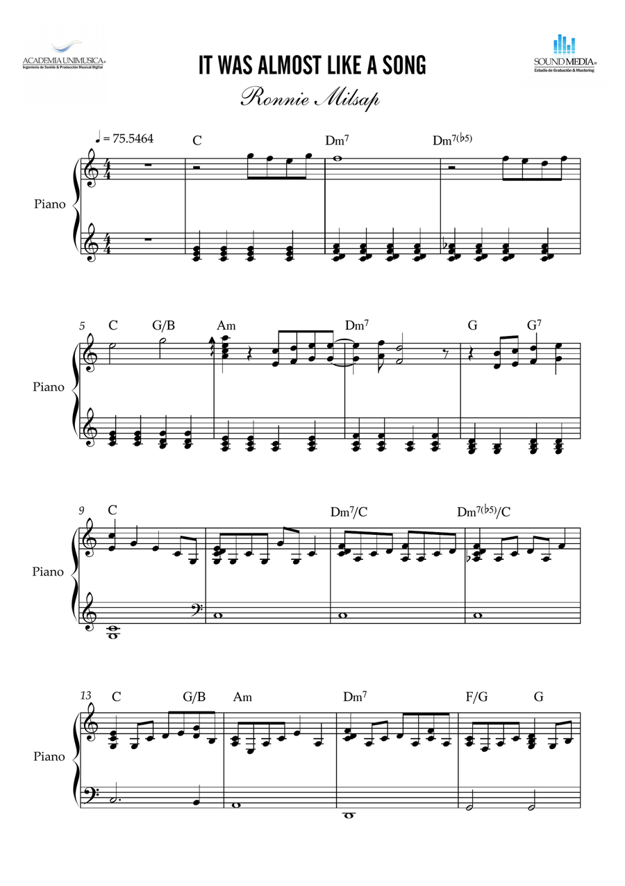 It Was Almost Like A Song Piano Solo scores gallery preview page 1