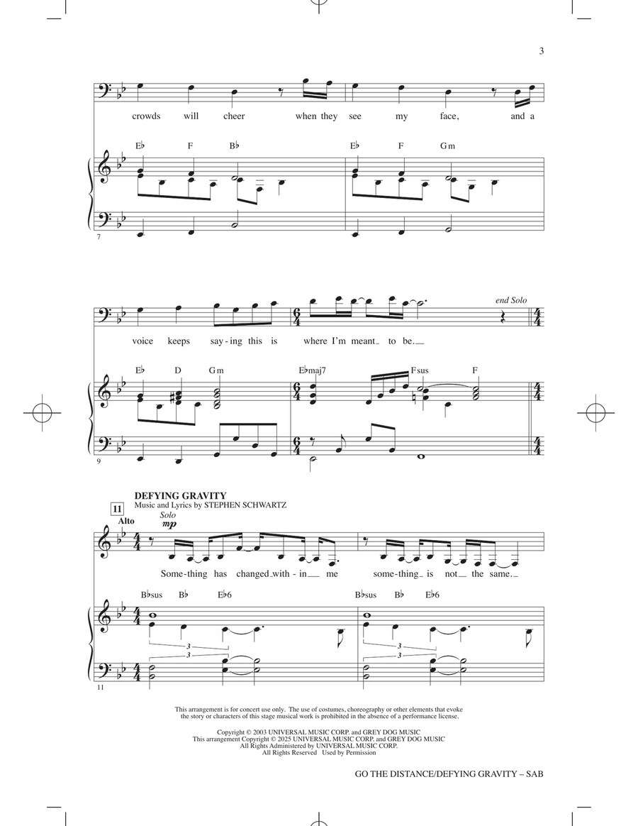 Go The Distance / Defying Gravity (arr. Roger Emerson) 3-Part scores gallery preview page 2
