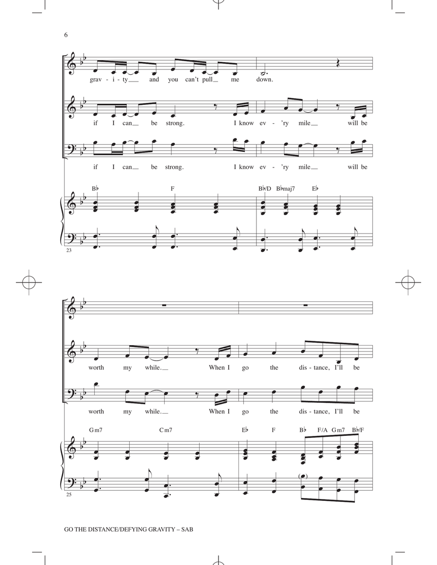 Go The Distance / Defying Gravity (arr. Roger Emerson) 3-Part scores gallery preview page 5