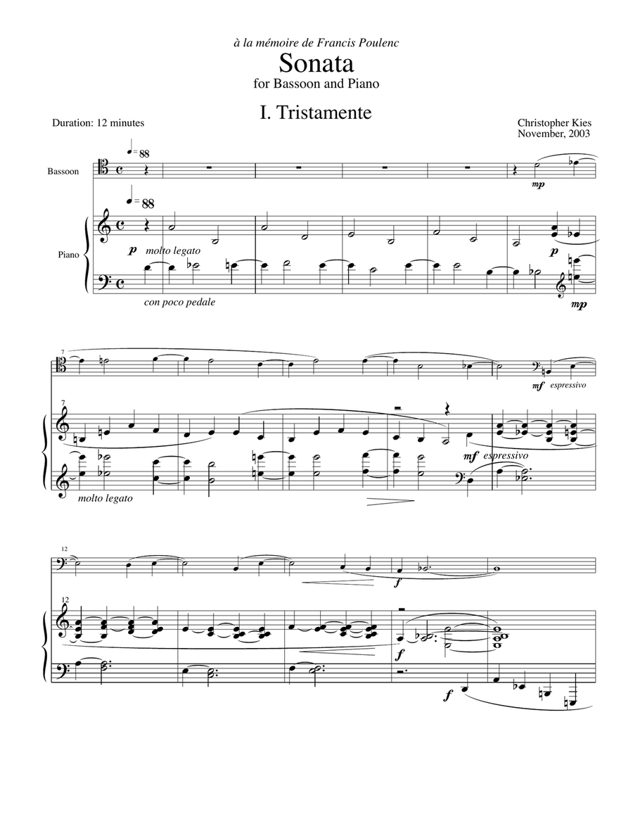 Sonata for Bassoon and Piano Chamber Music scores gallery preview page 3