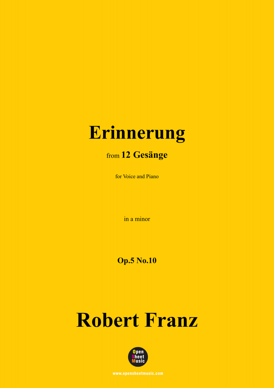R. Franz-Erinnerung,in a minor Piano, Vocal scores gallery preview page 1