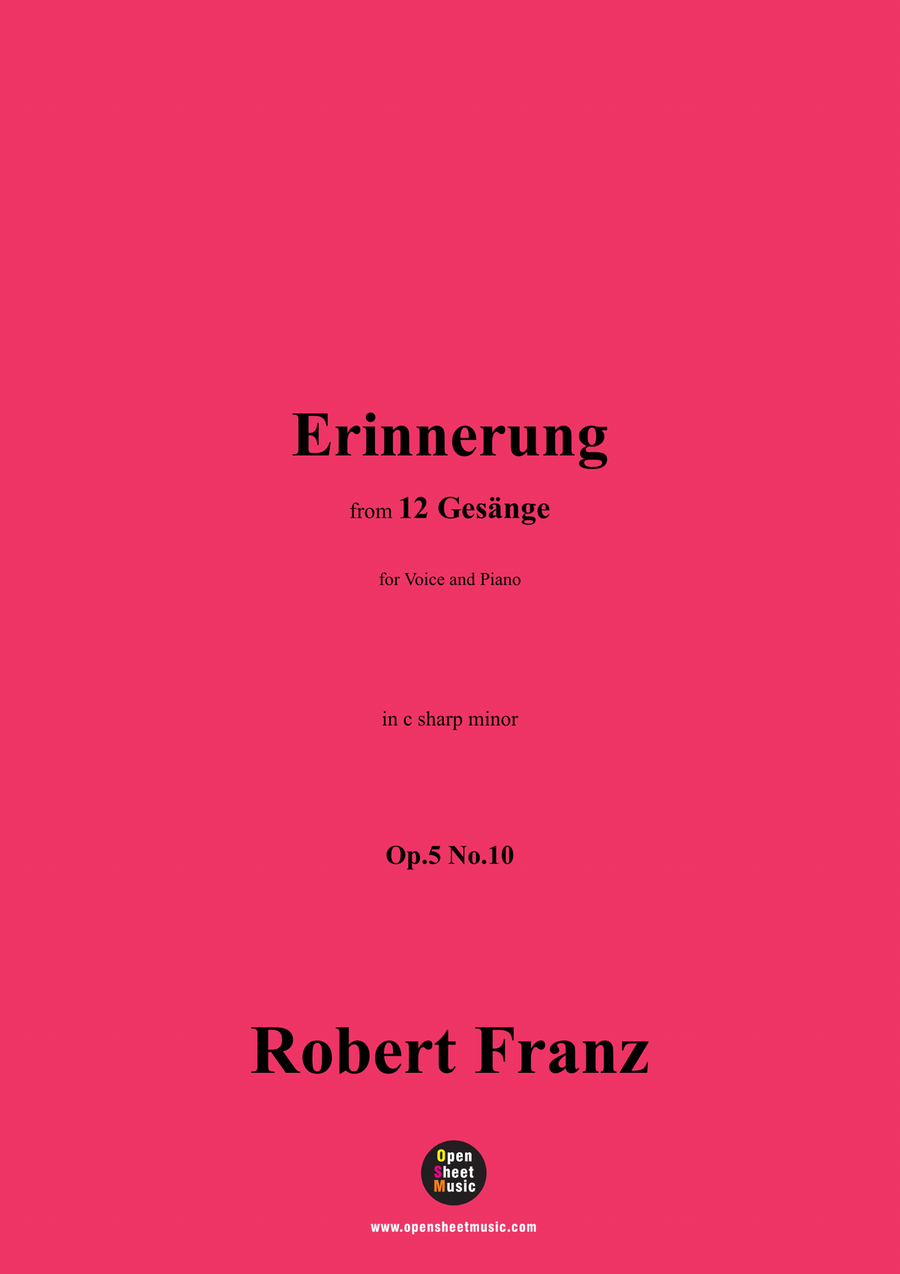 R. Franz-Erinnerung,in c sharp minor Piano, Vocal scores gallery preview page 1