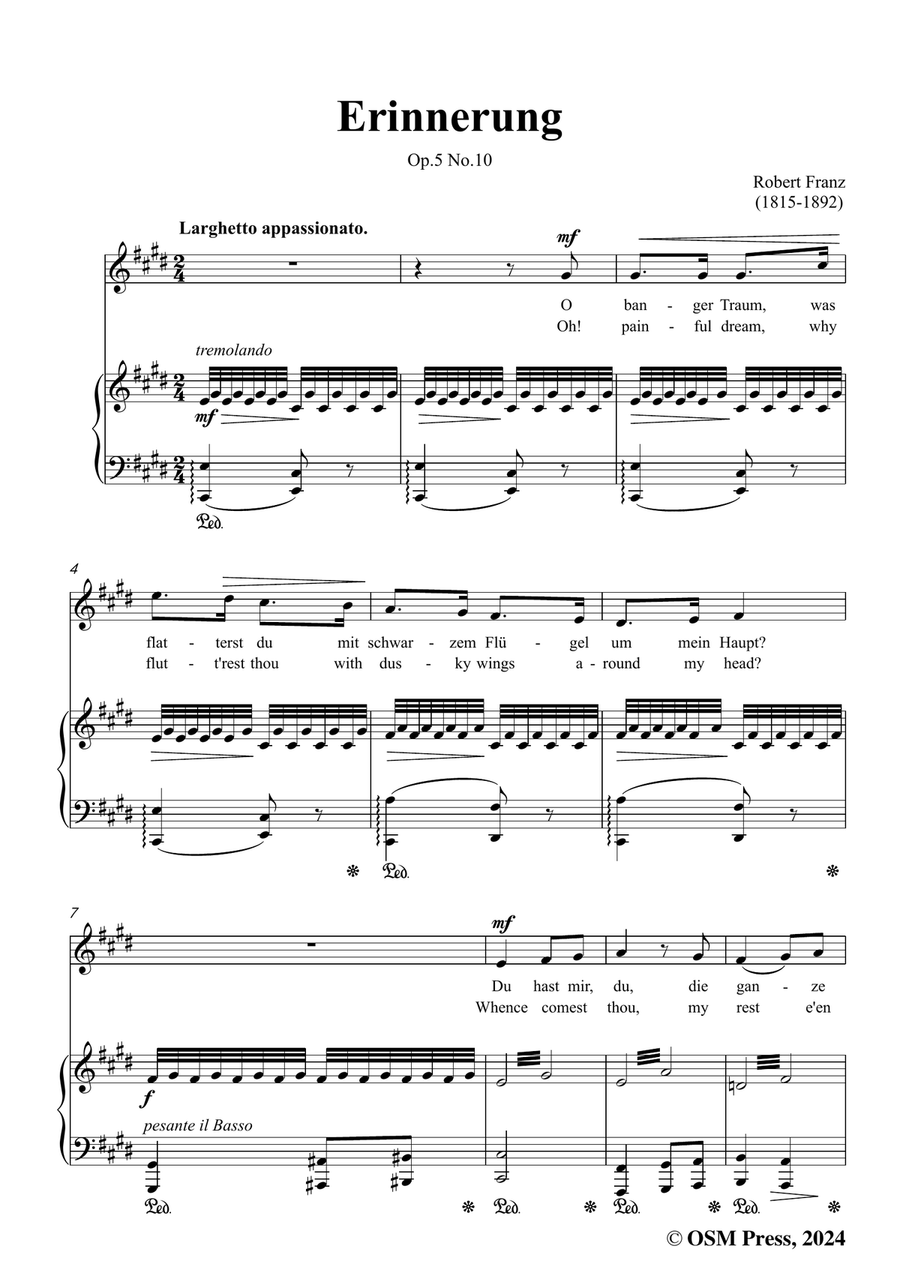 R. Franz-Erinnerung,in c sharp minor Piano, Vocal scores gallery preview page 3