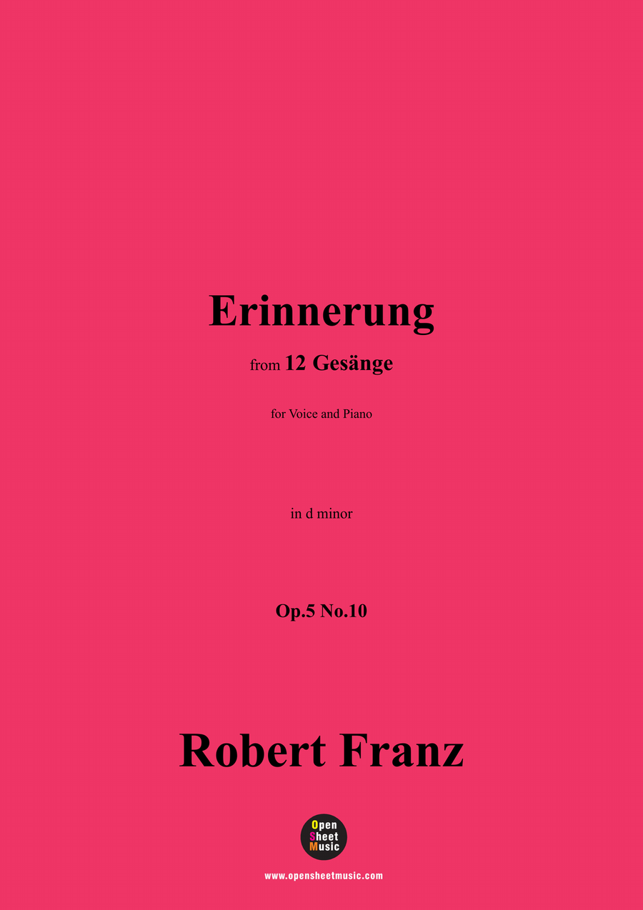 R. Franz-Erinnerung,in d minor Piano, Vocal scores gallery preview page 1