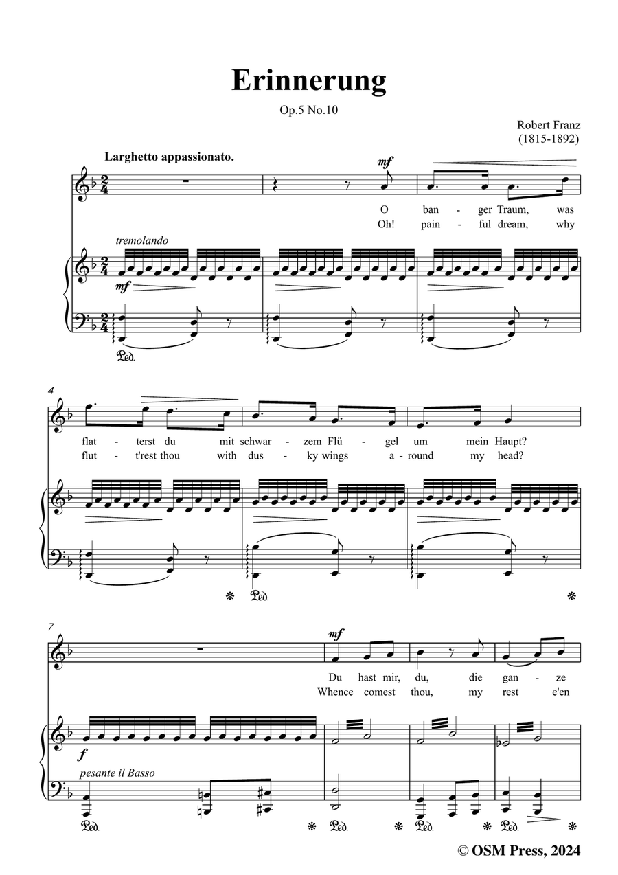 R. Franz-Erinnerung,in d minor Piano, Vocal scores gallery preview page 3