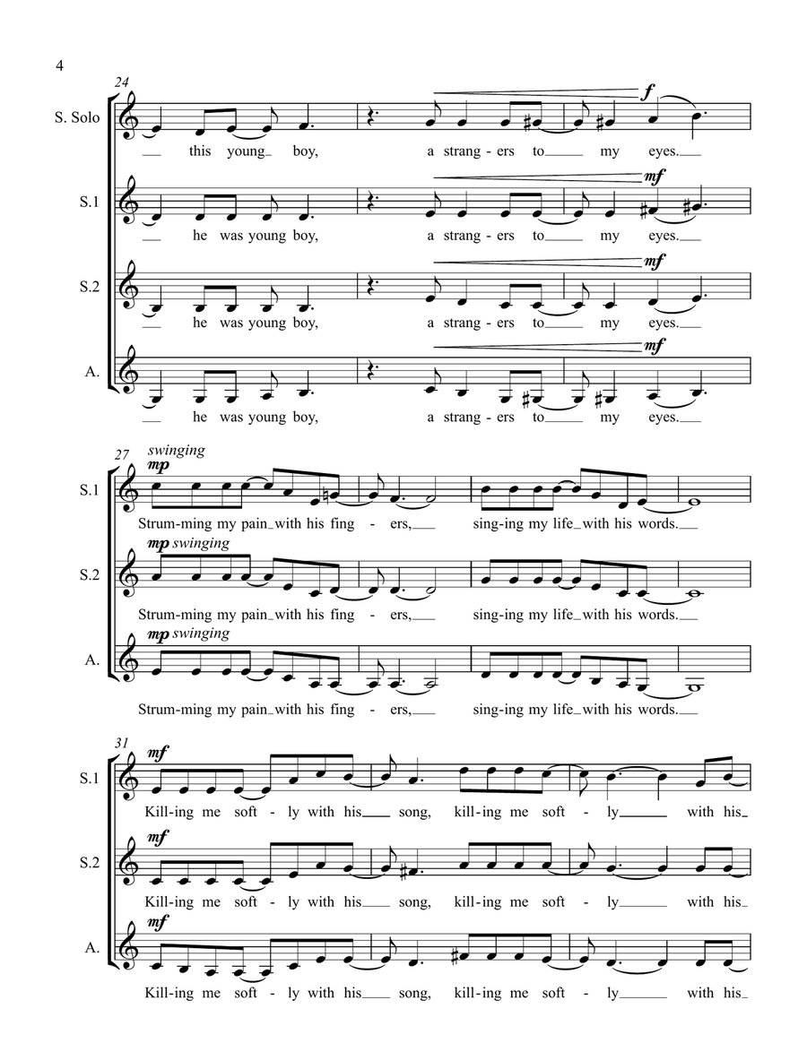 Killing Me Softly With His Song SSA scores gallery preview page 4