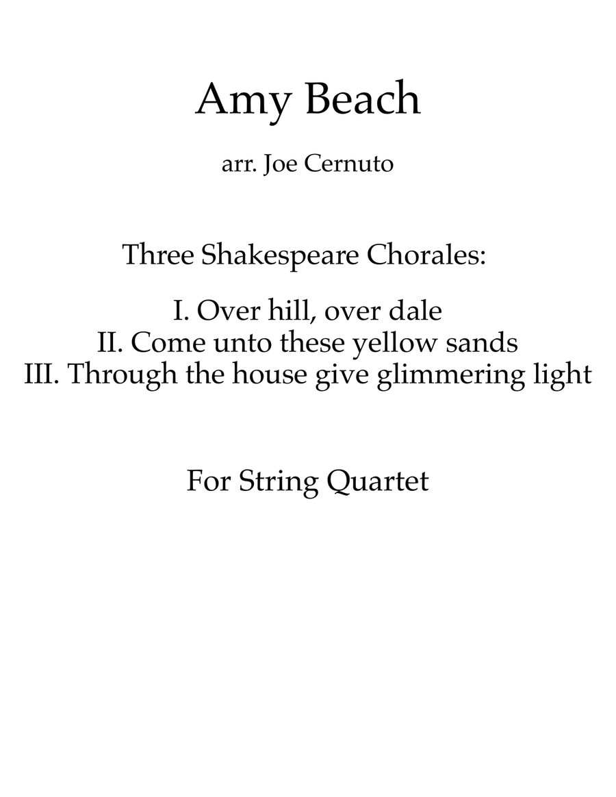 Three Shakespeare Chorales String Quartet scores gallery preview page 1