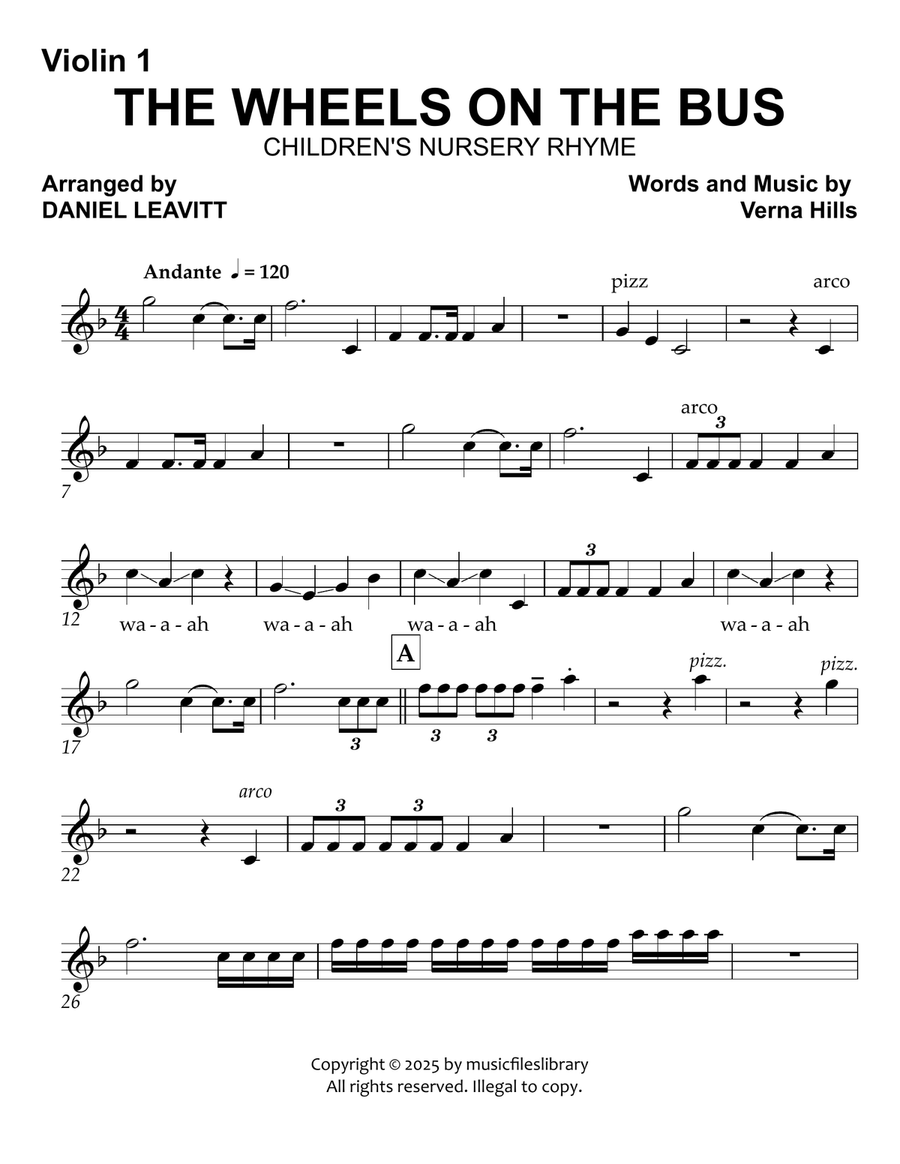 The Wheels On The Bus String Quartet scores gallery preview page 3