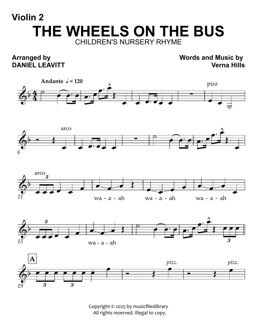 The Wheels On The Bus String Quartet scores gallery preview page 5