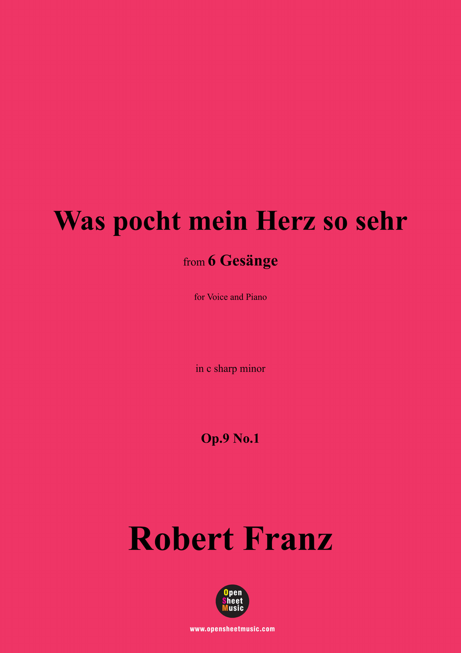 R. Franz-Was pocht mein Herz so sehr,in c sharp minor Piano, Vocal scores gallery preview page 1