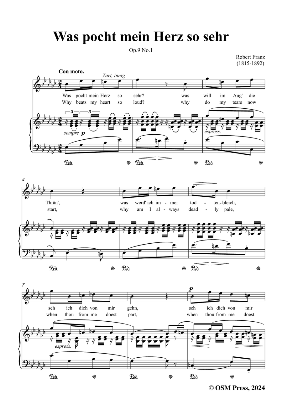 R. Franz-Was pocht mein Herz so sehr,in e flat minor Piano, Vocal scores gallery preview page 3